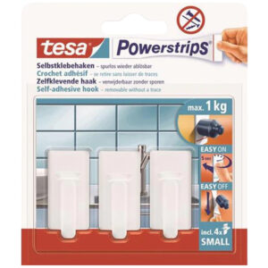 Tesa Hook 3Pc Rect Small White