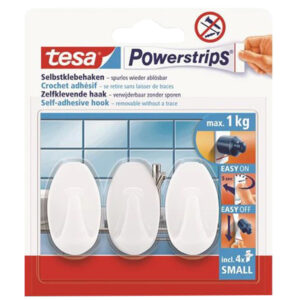 Tesa Hook 3Pc Oval Small White