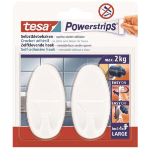 Tesa Hook 2Pc Oval Large White