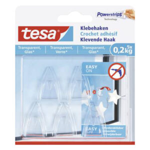Tesa Hook 5Pc Glass Small Transperent
