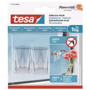 Tesa Hook 2Pc Glass Small Transperent
