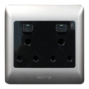Pays Wall Soc Black 4x4 2x3pin