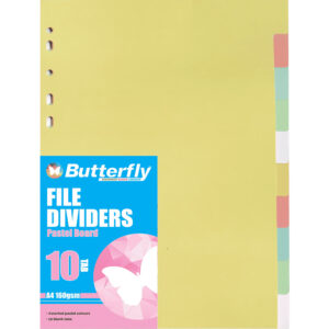 A4 File Tbd Dividers 10's Pastel Fil018