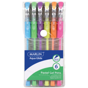 Marlin Flash-ink Pastel Gel Pens 6's Asstd.sm98